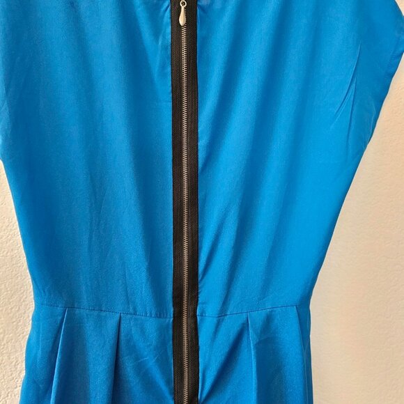 BeBop Womens Blue Dress XL, X Cutouts Round Neck Cap Sleeves Back Zip Sash Tie - Picture 5 of 7